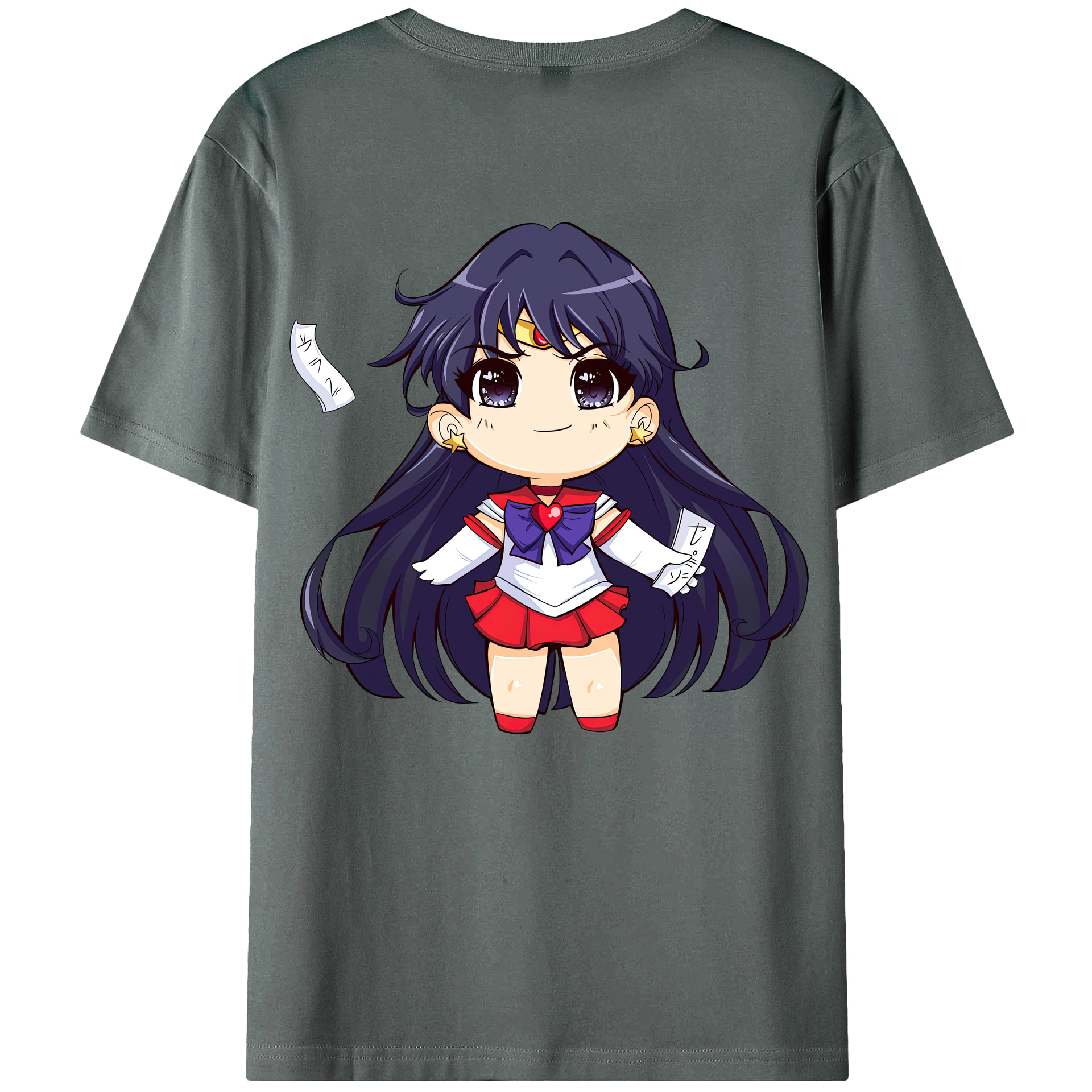 （画像用） 美少女戦士セーラームーン 火野レイ ひの レイ Sailor Moon Hino Rei （セーラーマーズ,Sailor Mars） 綿100％ メンズ半袖Tシャツ（バックプリント） 通気性